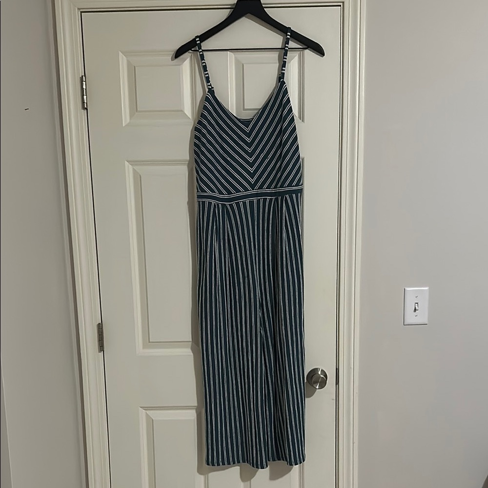 Xhilaration Navy and White Striped Jumpsuit